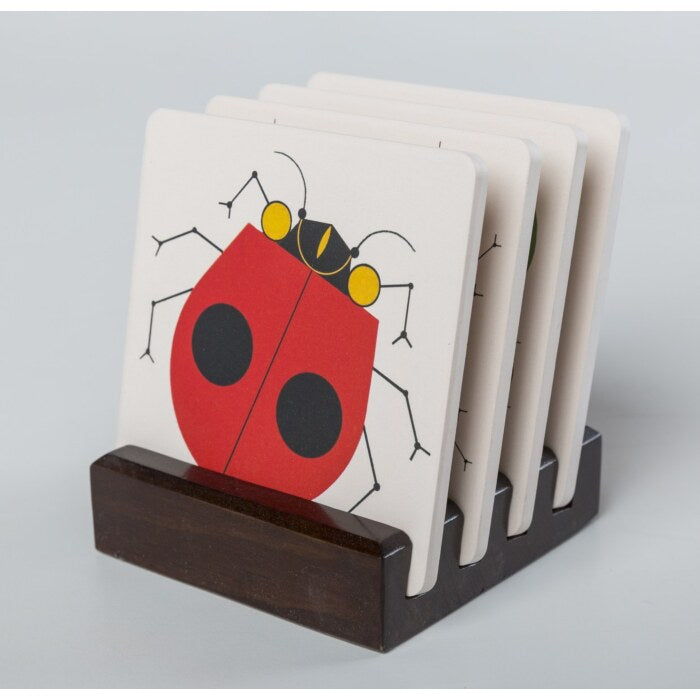 Lucky Ladybug Absorbent Stone Coaster Set