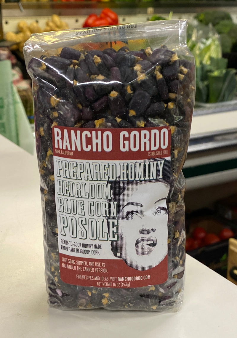 Rancho Gordo Prepared Hominy Heirloom Blue Corn Posole