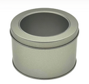 Round Tea Tin with Window Lid 2-3 oz - Silver