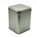 Square Tea Tin Airtight Press-Fit Lid 4.5 oz - Silver