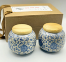 Ceramic Travel Tea Container Set with Bamboo Lids