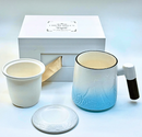 Ceramic Tea Mug with Lid, Infuser, and Wooden Handle - 12oz